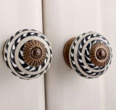 Black Striped Ceramic Knob